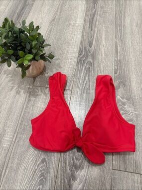 SO Red Tie-Front Bikini Top